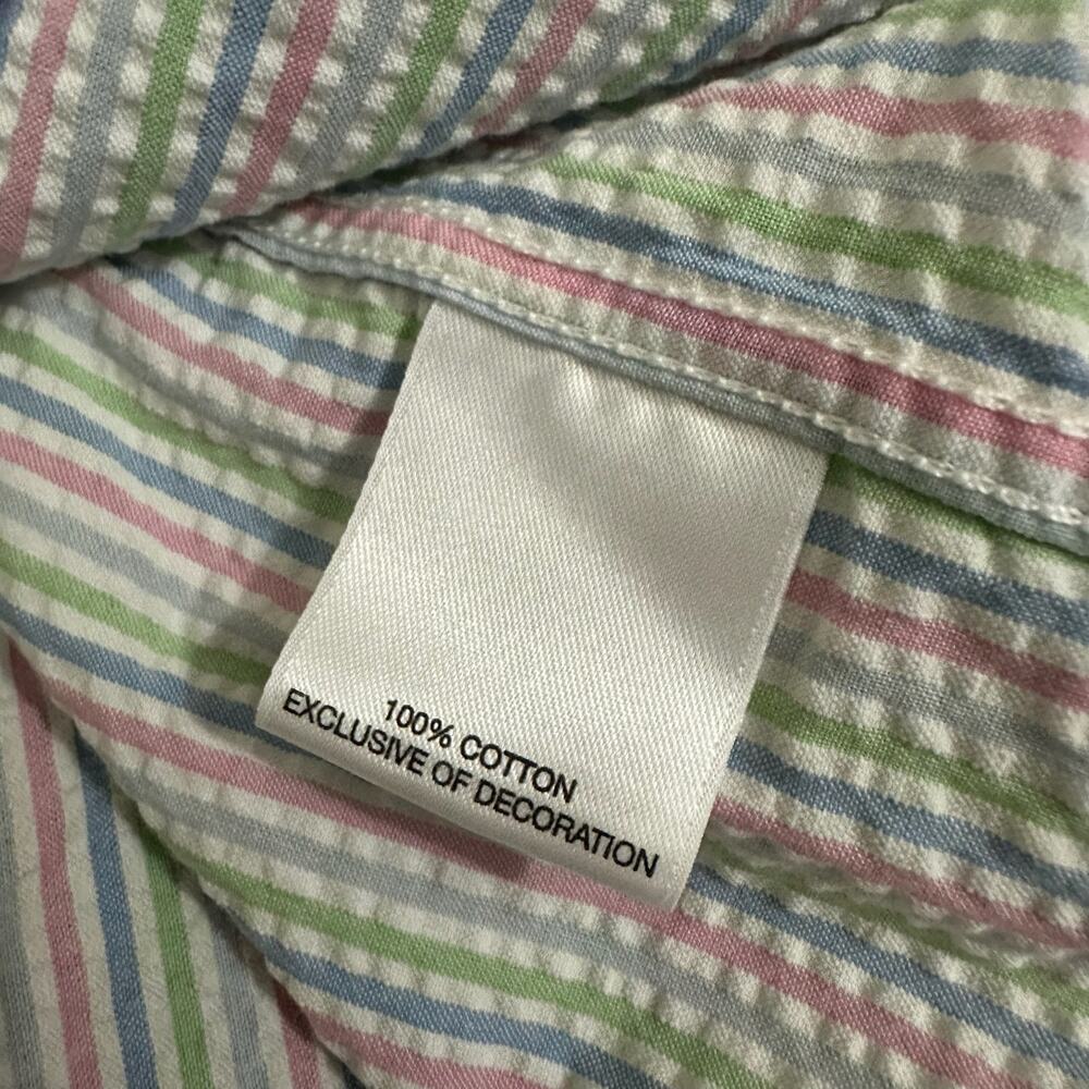 CREMIEUX Seersucker Camp Shirt Striped Classics Cotton Short Sleeve NWT - Picture 7 of 9